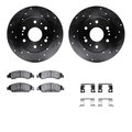 Dynamic Friction Co 8212-48026, Rotors-Drilled, Slotted-BLK w/Heavy Duty Brake Pads incl. Hardware, SLVGeospec Coat,  8212-48026